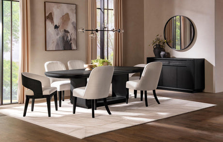 Leandro Burnished Black/Cream 7-Piece Rectangular Dining Table Set from Coaster - Luna Furniture