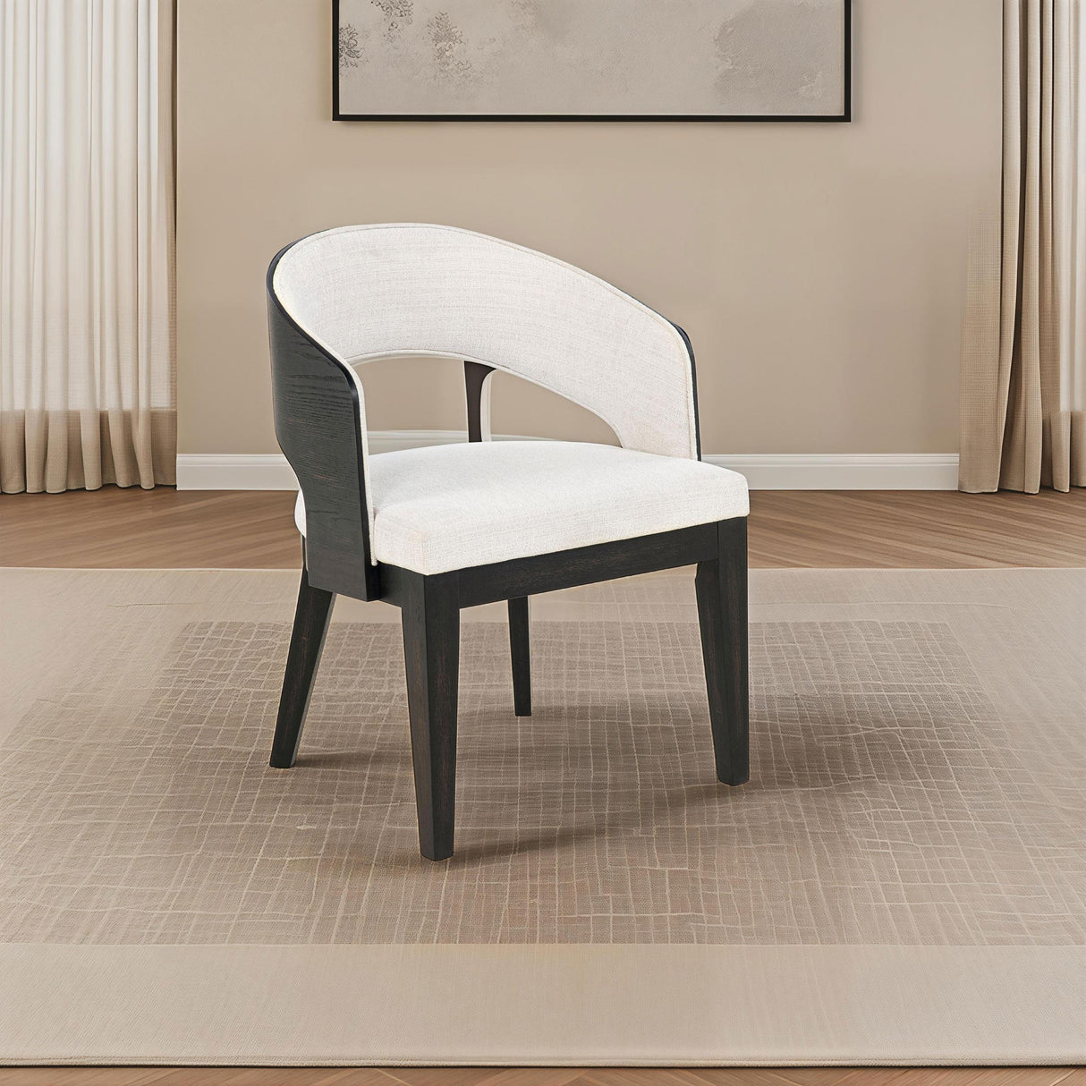 Leandro Burnished Black/Cream Upholstered Dining Arm Chair, Set of 2 from Coaster - Luna Furniture