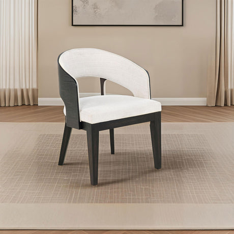 Leandro Burnished Black/Cream Upholstered Dining Arm Chair, Set of 2 from Coaster - Luna Furniture