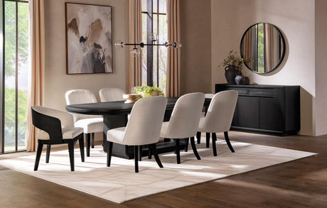 Leandro Burnished Black/Cream Upholstered Dining Arm Chair, Set of 2 from Coaster - Luna Furniture
