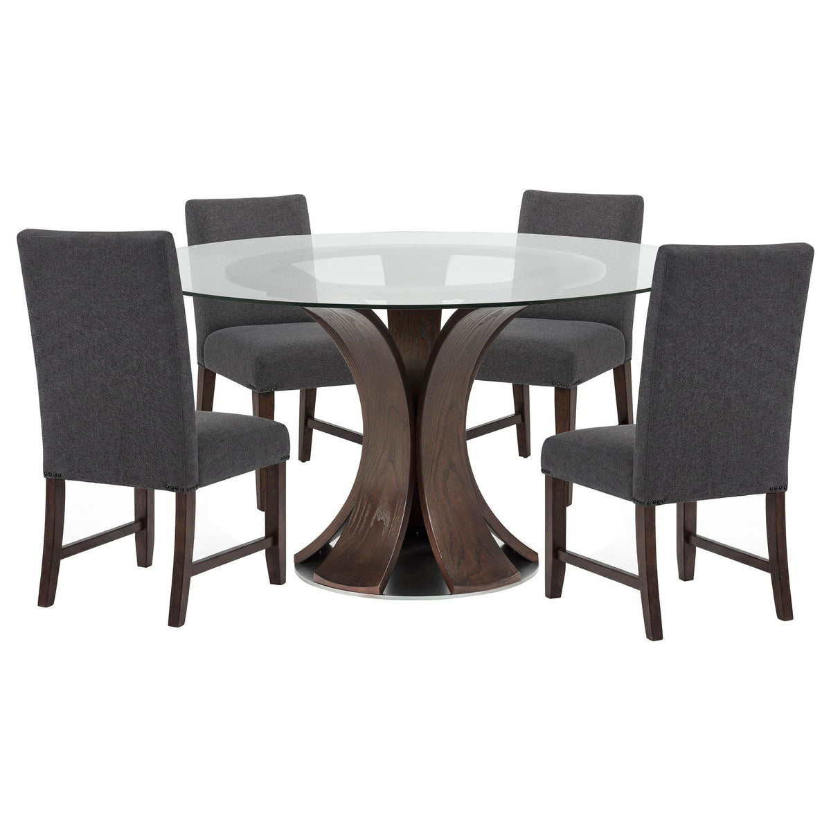 Naser Gray/Dark Walnut 5-Piece 48" Round Dining Set from Coaster - Luna Furniture