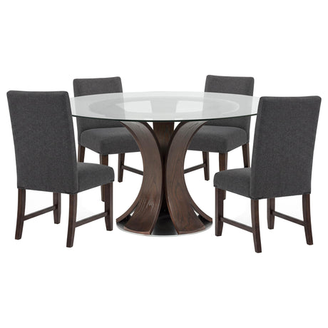 Naser Gray/Dark Walnut 5-Piece 48" Round Dining Set from Coaster - Luna Furniture