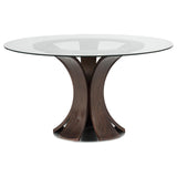 Naser Dark Walnut 48-inch Round Glass Top Dining Table from Coaster - Luna Furniture