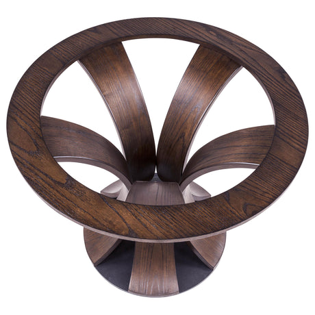 Naser Dark Walnut 48-inch Round Glass Top Dining Table from Coaster - Luna Furniture