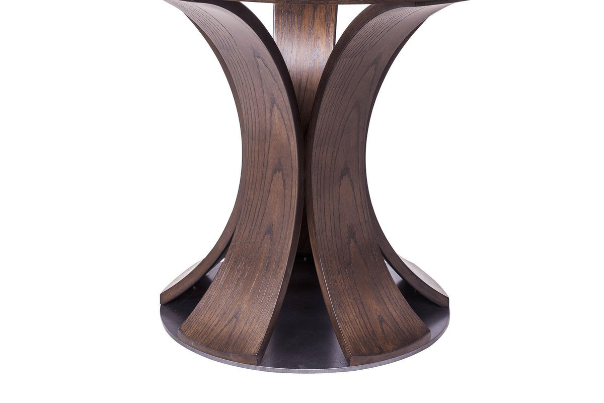 Naser Dark Walnut 48-inch Round Glass Top Dining Table