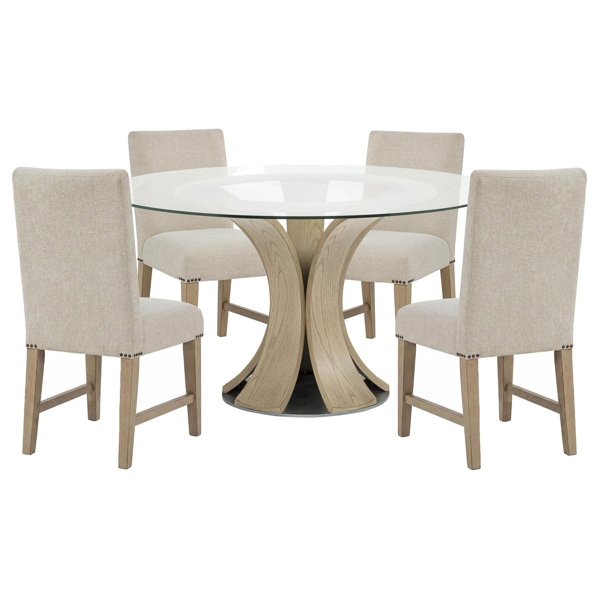 Naser 5-piece 48-inch Round Dining Table Set Beige and Light Oak from Coaster - Luna Furniture
