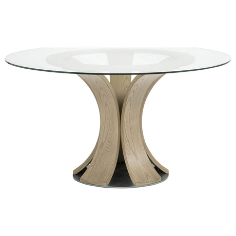 Naser Beige/Light Oak 5-Piece 48" Round Dining Set from Coaster - Luna Furniture
