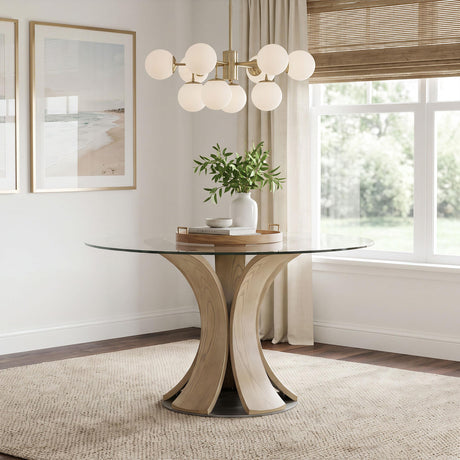Naser Light Oak 48-inch Round Glass Top Dining Table from Coaster - Luna Furniture