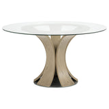 Naser Light Oak 48-inch Round Glass Top Dining Table from Coaster - Luna Furniture