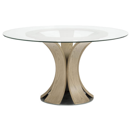 Naser Light Oak 48-inch Round Glass Top Dining Table from Coaster - Luna Furniture
