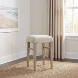 Naser Beige and Light Oak Upholstered Counter Stool, Set of 2