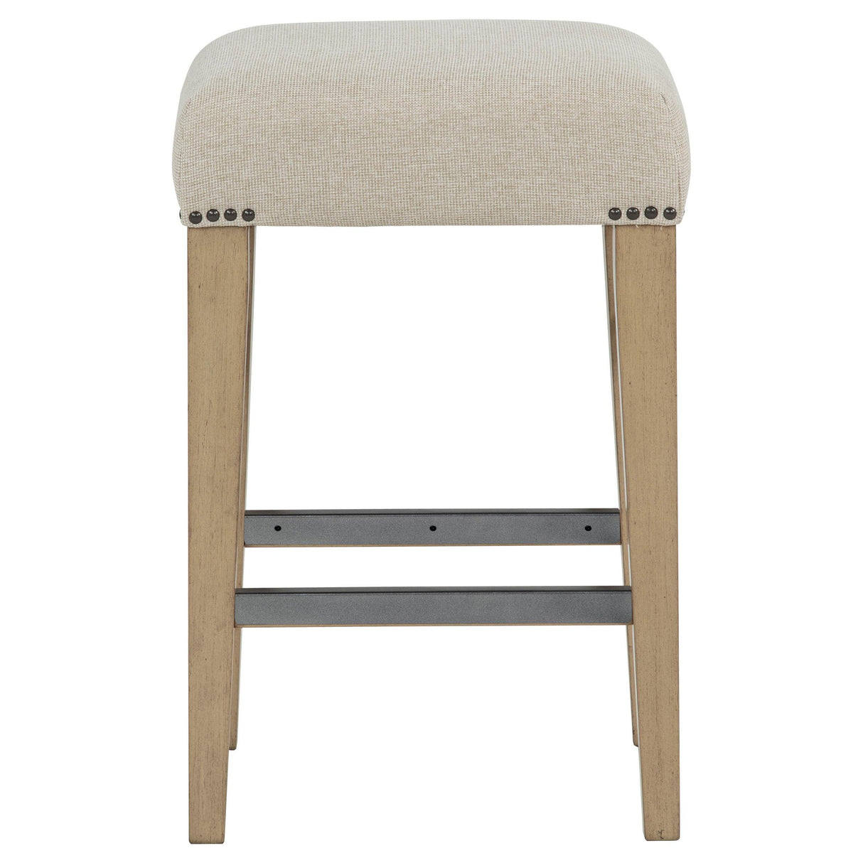 Naser Upholstered Counter Stool Beige and Light Oak (Set of 2) from Coaster - Luna Furniture