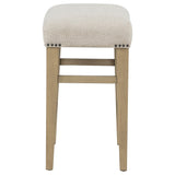 Naser Beige and Light Oak Upholstered Counter Stool, Set of 2
