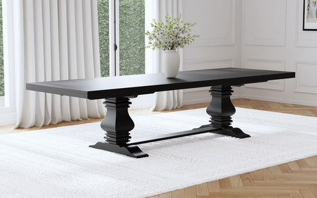 Florence Antique Black Rectangular Planked Wood Top Pedestal Dining Table from Coaster - Luna Furniture