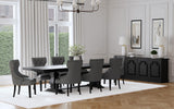 Florence Antique Black Rectangular Planked Wood Top Pedestal Dining Table from Coaster - Luna Furniture
