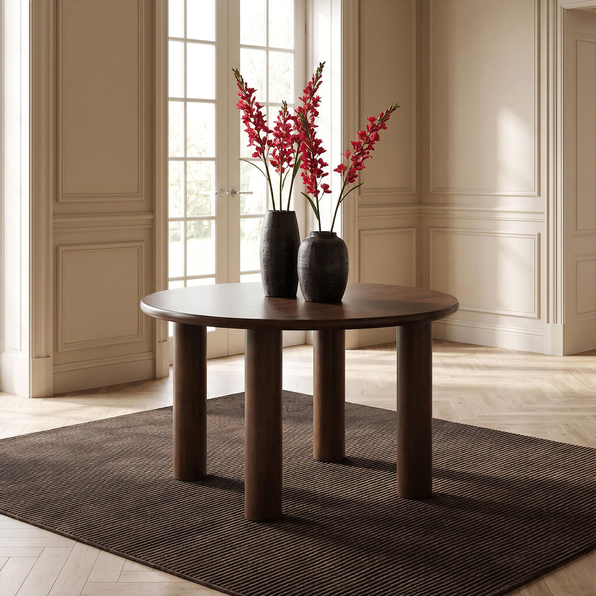 Faulkner Brown Oak 48-inch Round Wood Dining Table