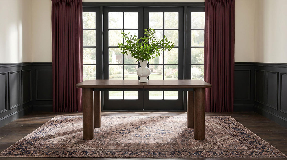 Faulkner Brown Oak 84-inch Extension Wood Dining Table