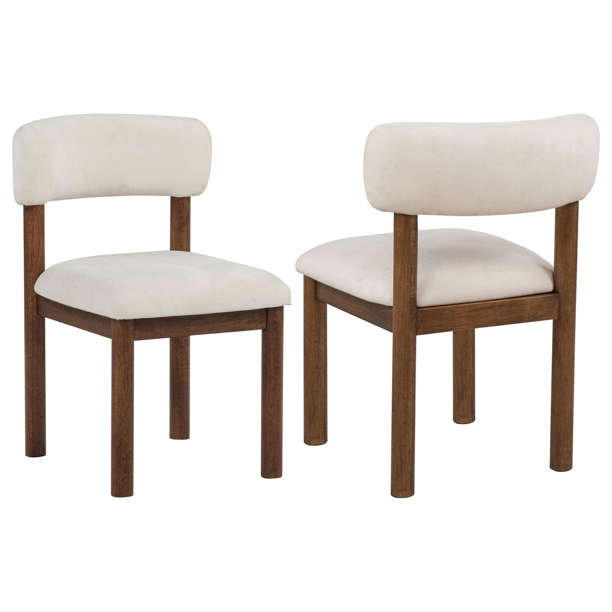 Faulkner Cream/Brown Oak Upholstered Dining Side Chair, Set of 2