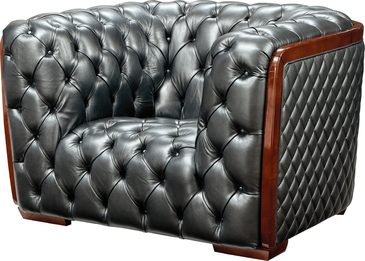 415 Gray Top-Grain Leather Chair from ESF Furniture - Luna Furniture