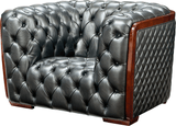 415 Gray Top-Grain Leather Chair from ESF Furniture - Luna Furniture