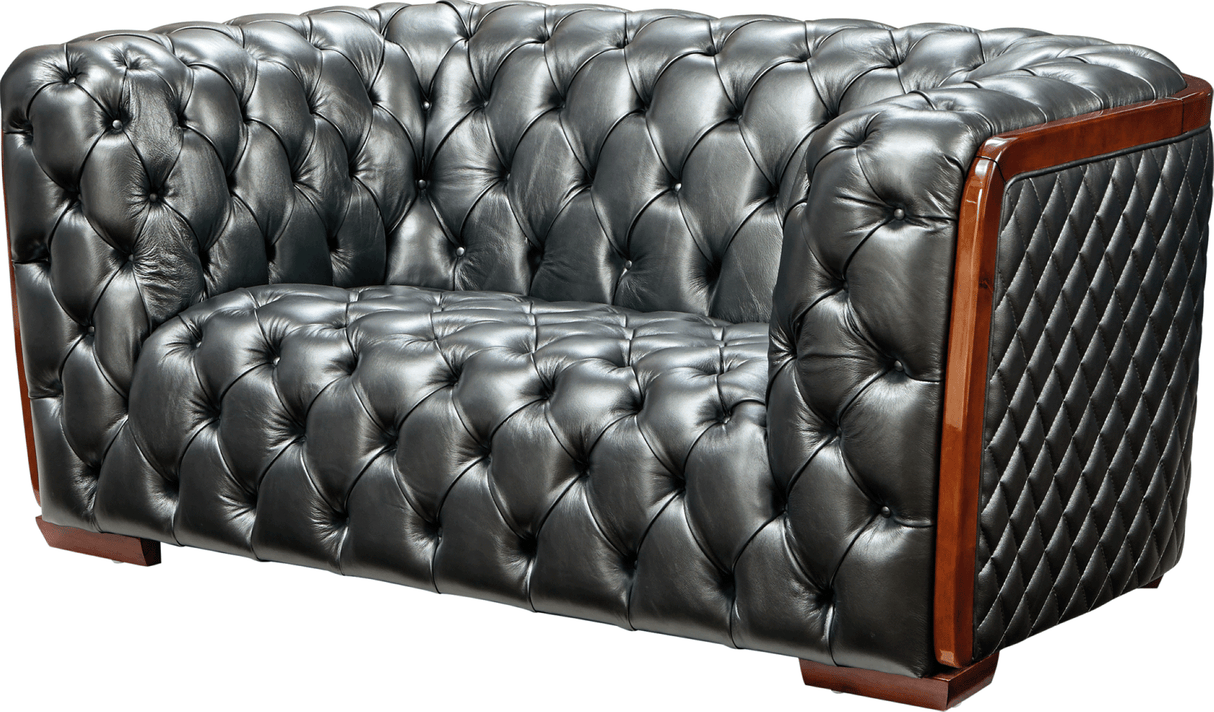 415 Gray Top-Grain Leather Loveseat from ESF Furniture - Luna Furniture