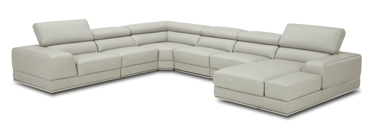 1576 Kuka Light Gray Top-Grain Leather RAF Chaise Sectional from ESF Furniture - Luna Furniture