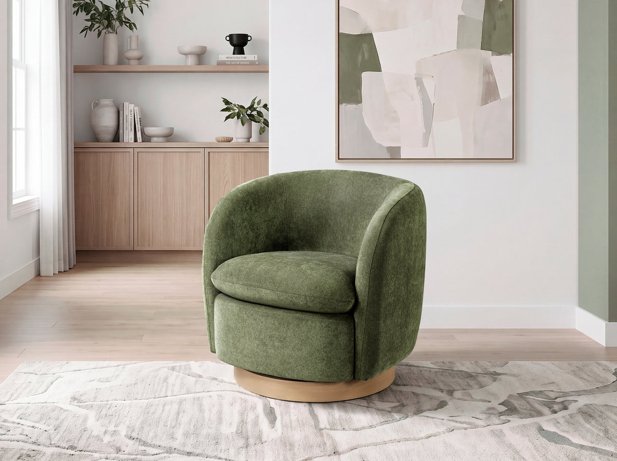 Synova Green Chenille Swivel Chair from Homelegance - Luna Furniture