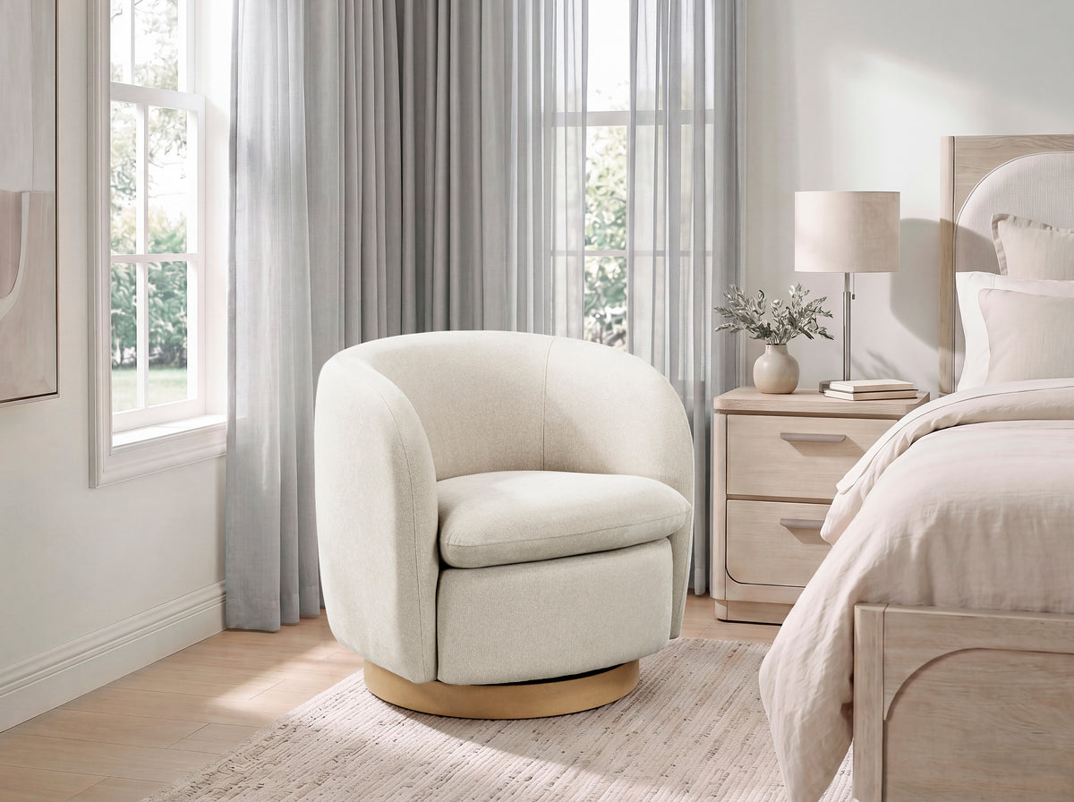 Synova Taupe Chenille Swivel Chair from Homelegance - Luna Furniture