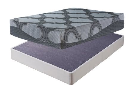 12 Inch Ashley Hybrid Mattress with Foundation in Gray from Ashley - Luna Furniture