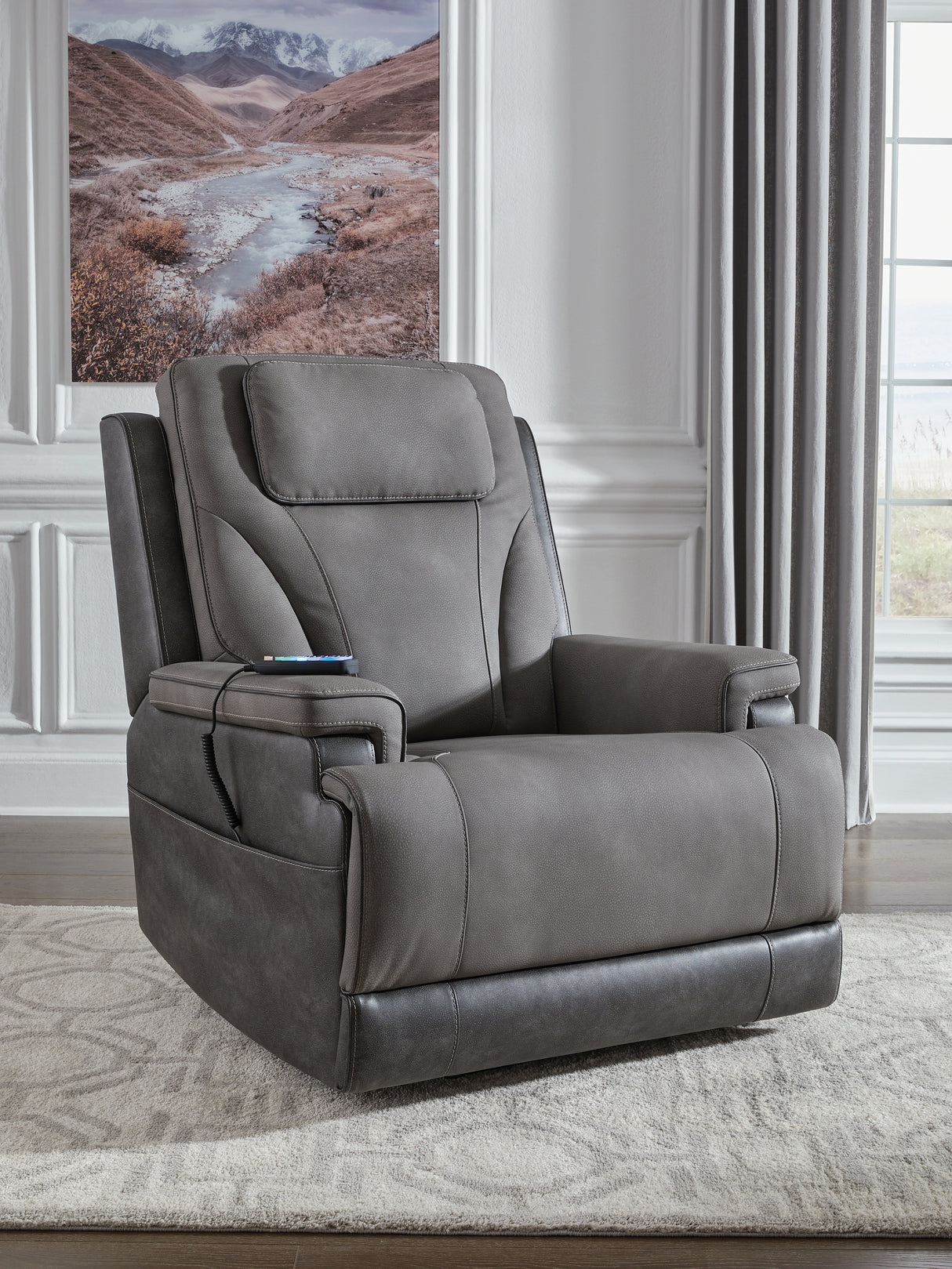 4Z-Peaceful Pause Slate Power Lift Recliner from Ashley - Luna Furniture