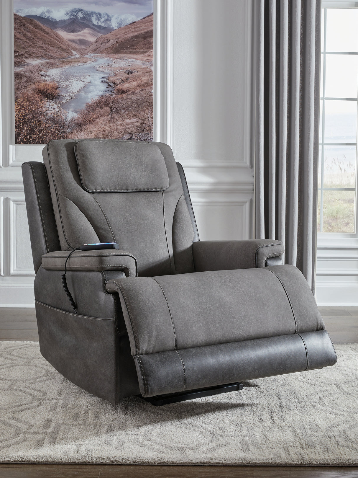 4Z-Peaceful Pause Slate Power Lift Recliner from Ashley - Luna Furniture