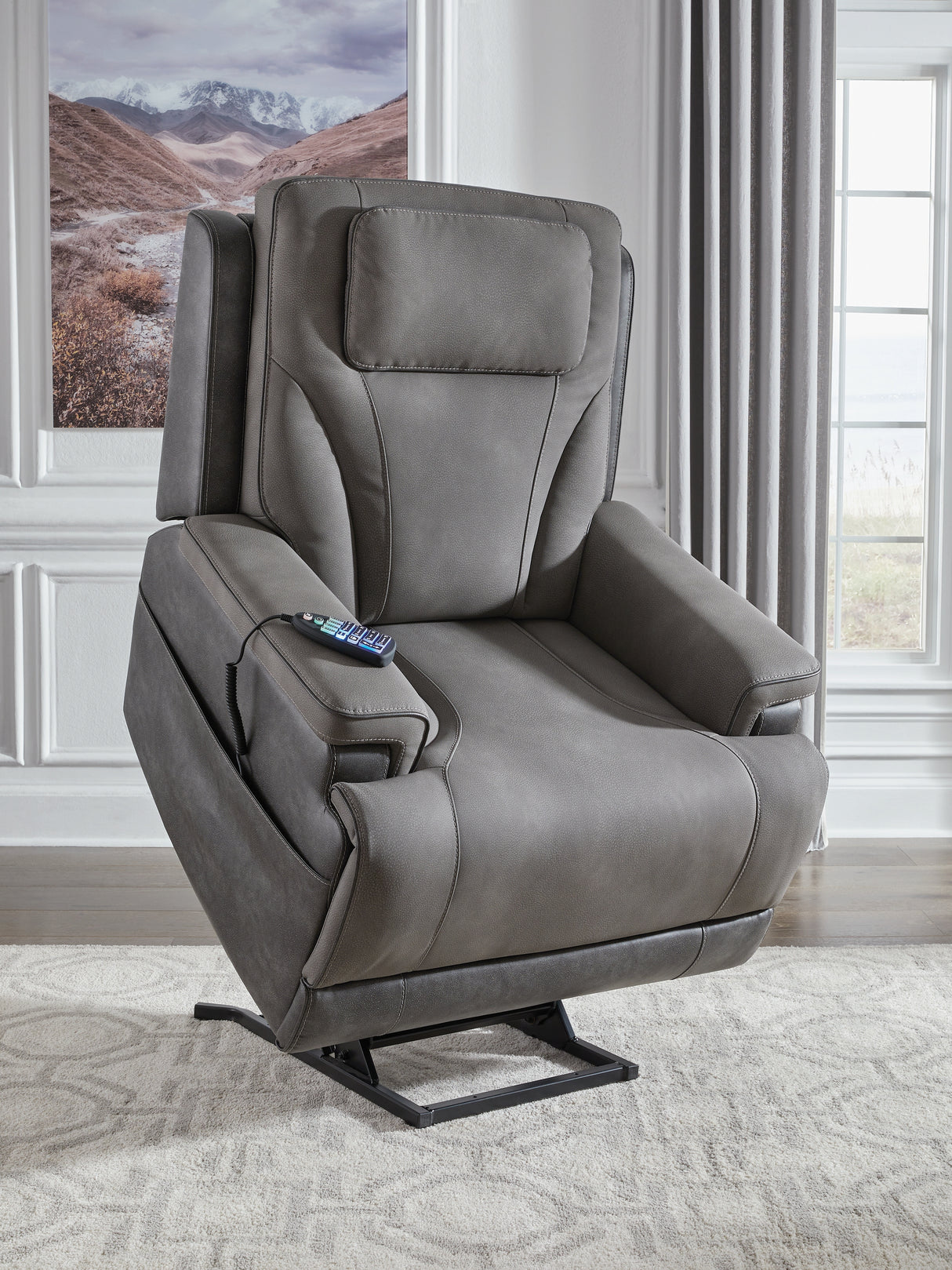 4Z-Peaceful Pause Slate Power Lift Recliner from Ashley - Luna Furniture