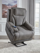 4Z-Peaceful Pause Slate Power Lift Recliner from Ashley - Luna Furniture