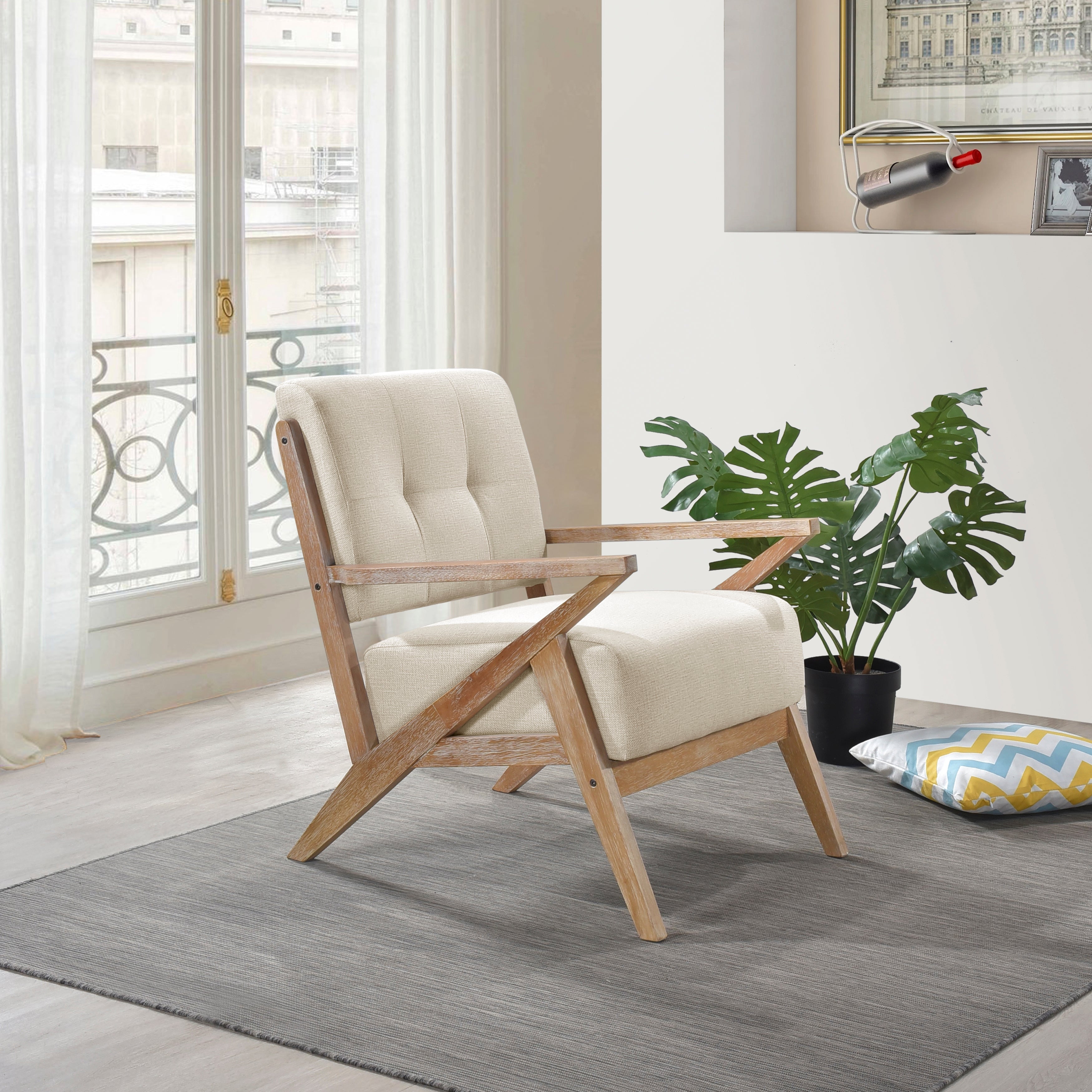 Homelegance Ollen Sand Accent Chair – Rustic Solid Wood Frame with