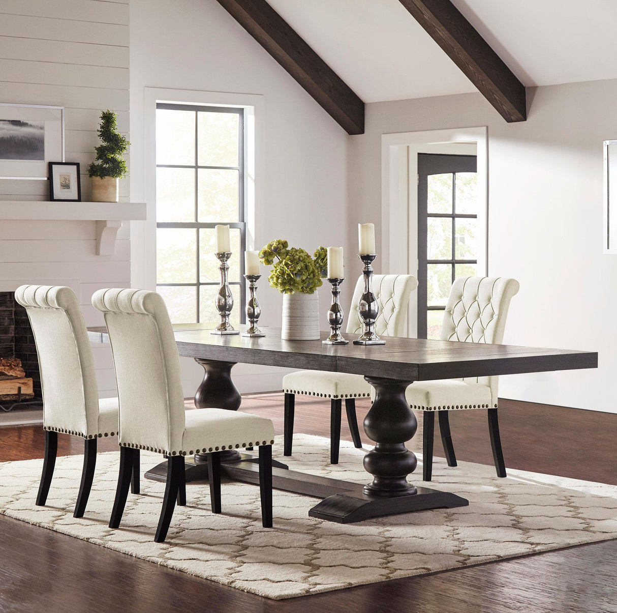 Phelps Distressed Noir 5-Piece Rectangular Dining Table Set from Coaster - Luna Furniture