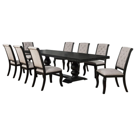 Phelps 9-piece Rectangular Dining Set Distressed Noir from Coaster - Luna Furniture