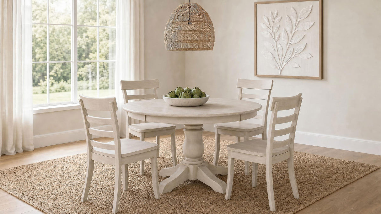 Orrison Linen 5-Piece Oval 62-inch Extension Leaf Dining Set from Coaster - Luna Furniture