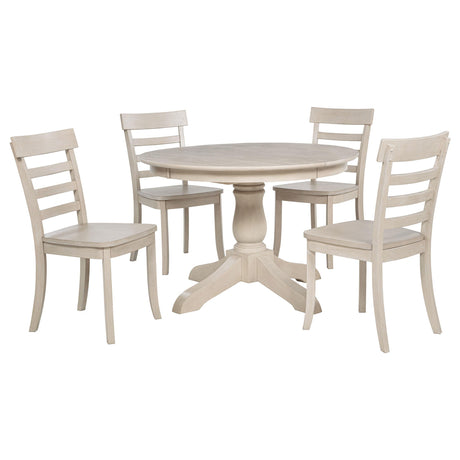 Orrison Linen 5-Piece Oval 62-inch Extension Leaf Dining Set from Coaster - Luna Furniture