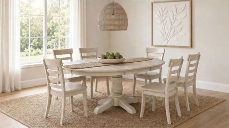 Orrison Linen 7-Piece Oval 62-inch Extension Leaf Dining Set from Coaster - Luna Furniture