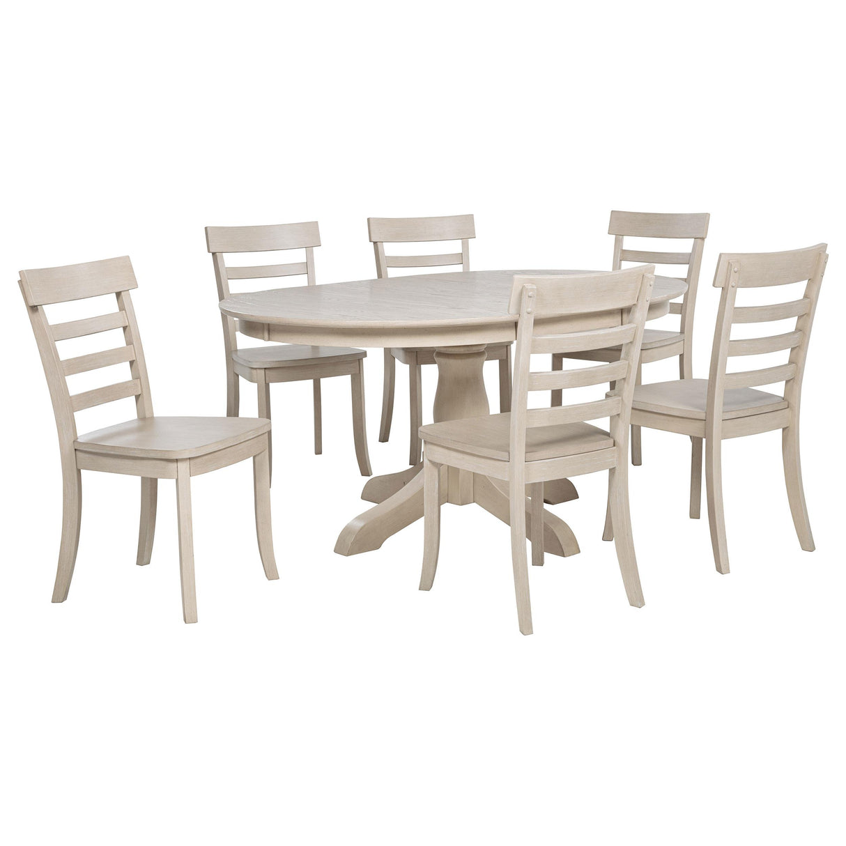 Orrison Linen 7-Piece Oval 62-inch Extension Leaf Dining Set from Coaster - Luna Furniture