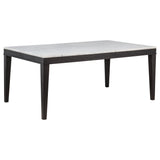 Averill 7-piece White Marble Top Dining Set with Dark Grey and Coffee Bean Chairs from Coaster - Luna Furniture