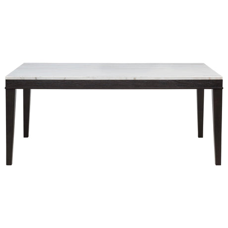 Averill 7-piece White Marble Top Dining Set with Dark Grey and Coffee Bean Chairs from Coaster - Luna Furniture