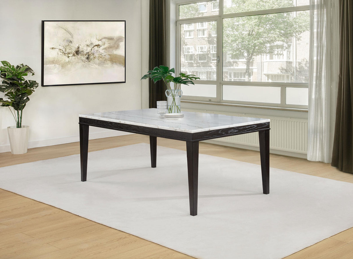 Averill Coffee Bean and White 72-Inch Rectangular Dining Table with Marble Top from Coaster - Luna Furniture