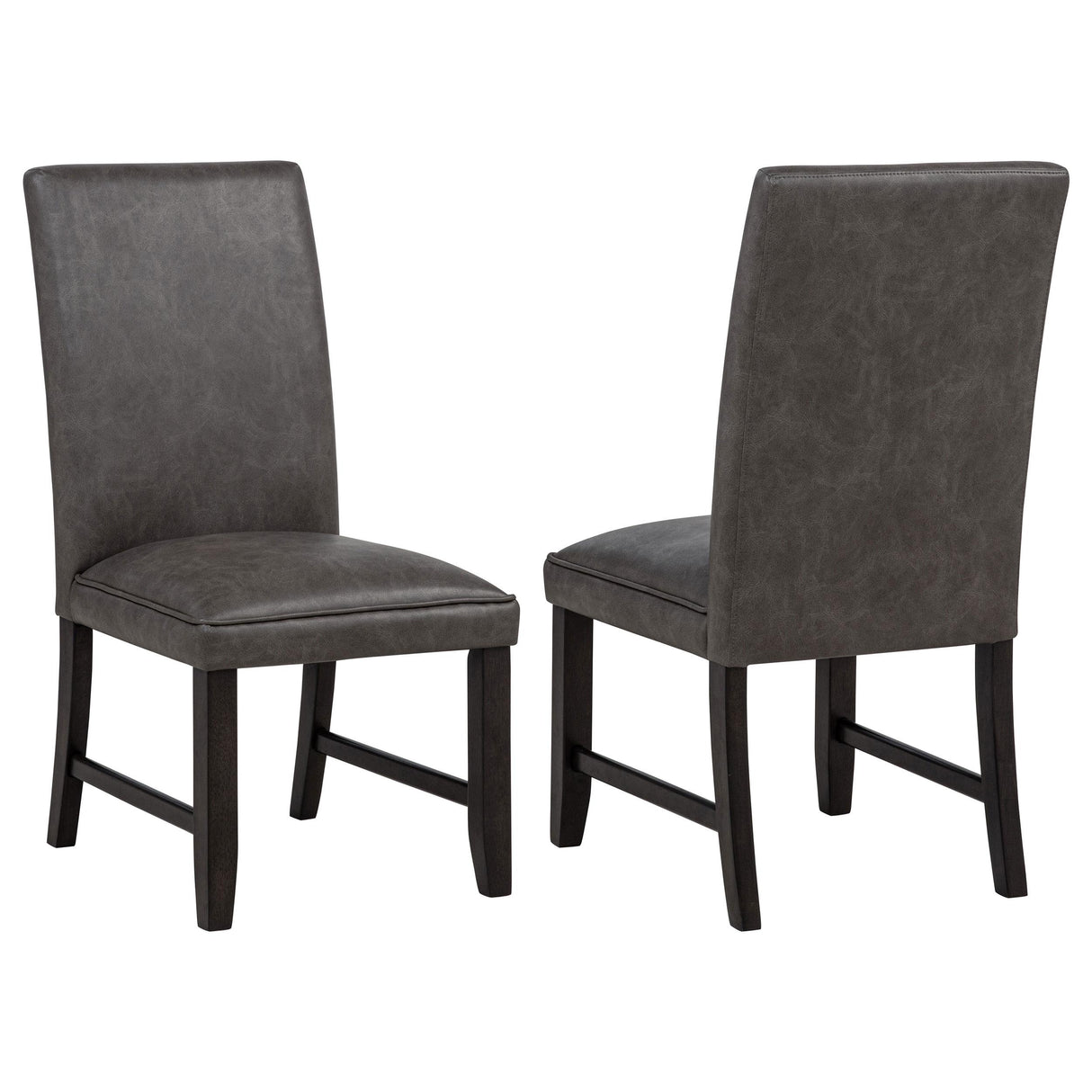 Averill Dark Gray Faux Leather Upholstered Dining Side Chair, Set of 2 from Coaster - Luna Furniture