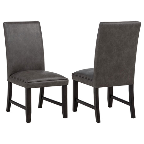 Averill Dark Gray Faux Leather Upholstered Dining Side Chair, Set of 2 from Coaster - Luna Furniture