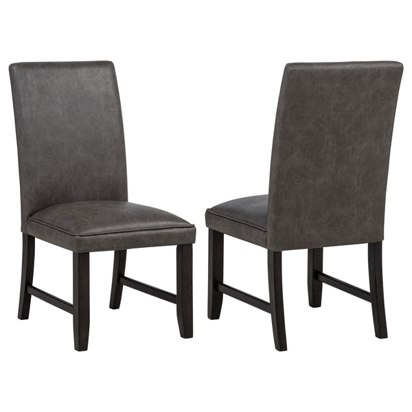 Averill Dark Gray Faux Leather Upholstered Dining Side Chair, Set of 2