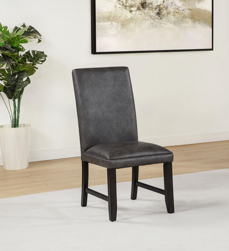 Averill Dark Gray Faux Leather Upholstered Dining Side Chair, Set of 2 from Coaster - Luna Furniture