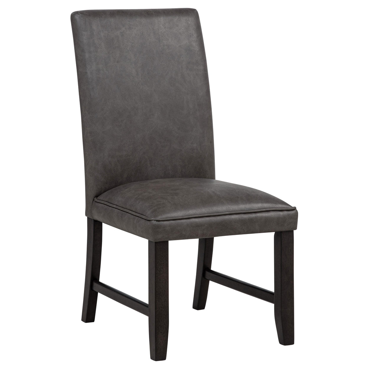 Averill Dark Gray Faux Leather Upholstered Dining Side Chair, Set of 2 from Coaster - Luna Furniture