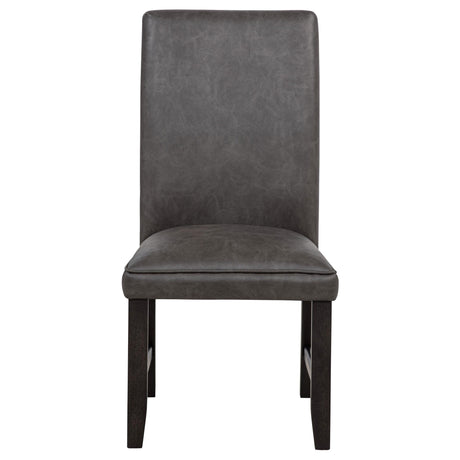 Averill Dark Gray Faux Leather Upholstered Dining Side Chair, Set of 2 from Coaster - Luna Furniture