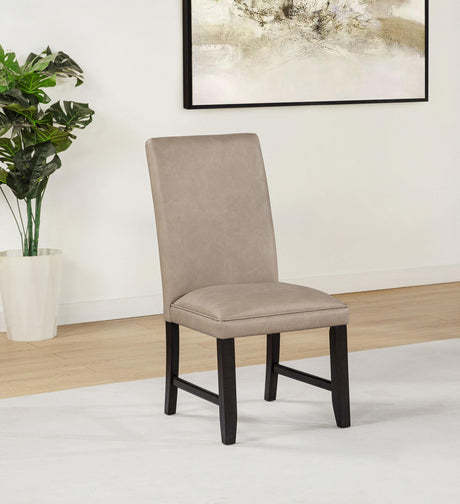 Averill Tan / Coffee Bean Faux Leather Upholstered Dining Side Chair, Set of 2 from Coaster - Luna Furniture